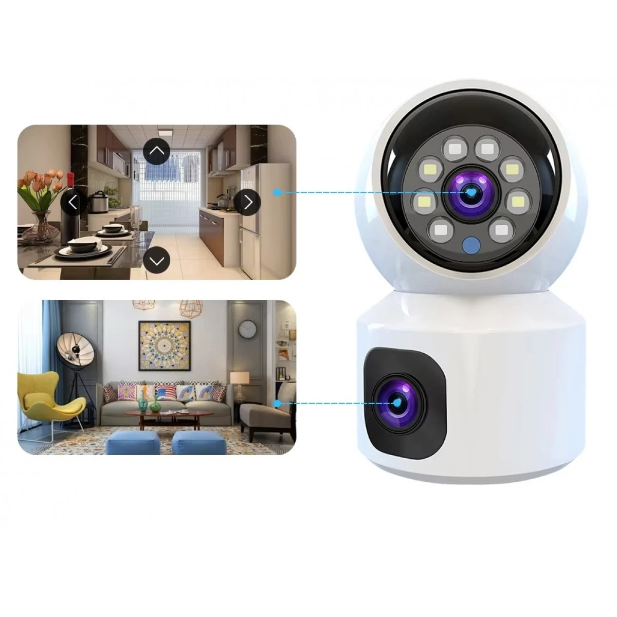 360° Full Hd Çift Kameralı 1080P Smart Ip Wifi Akıllı Güvenlik Bakıcı Kamerası
